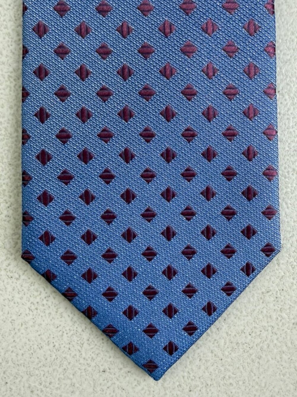 Tandy Silk Tie NEW Jacquard Diamond Print Blue/Purple Geometric Necktie  Conditi